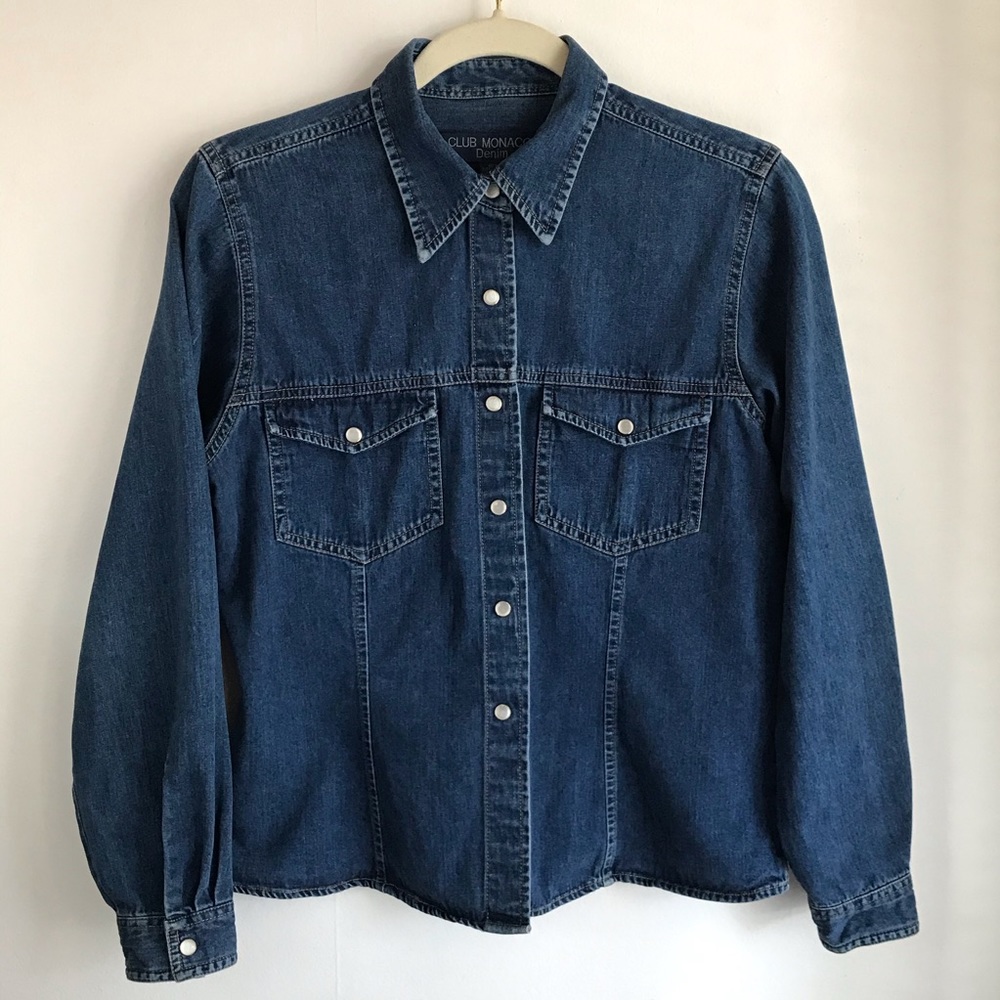 Club Monaco Denim Shirt with Pearl Snaps